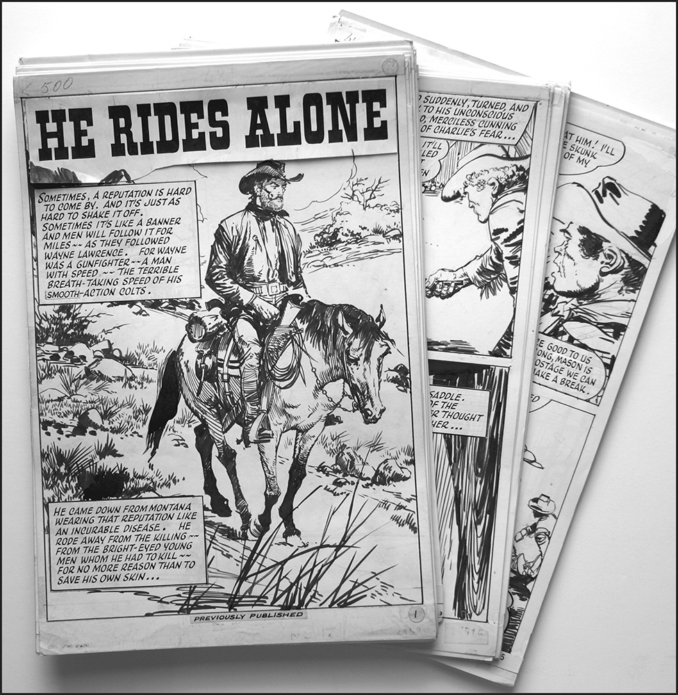 The Gunslinger / He Rides Alone - COMPLETE 64 page story (Originals) art by Carlos Roume Art at The Illustration Art Gallery