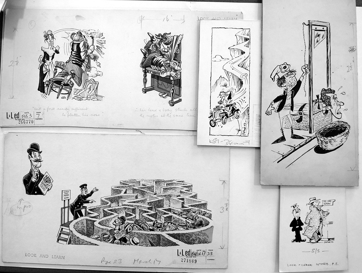 9 Humorous pen and ink cartoon jokes (Original) (Signed) art by Alf Saporito Art at The Illustration Art Gallery