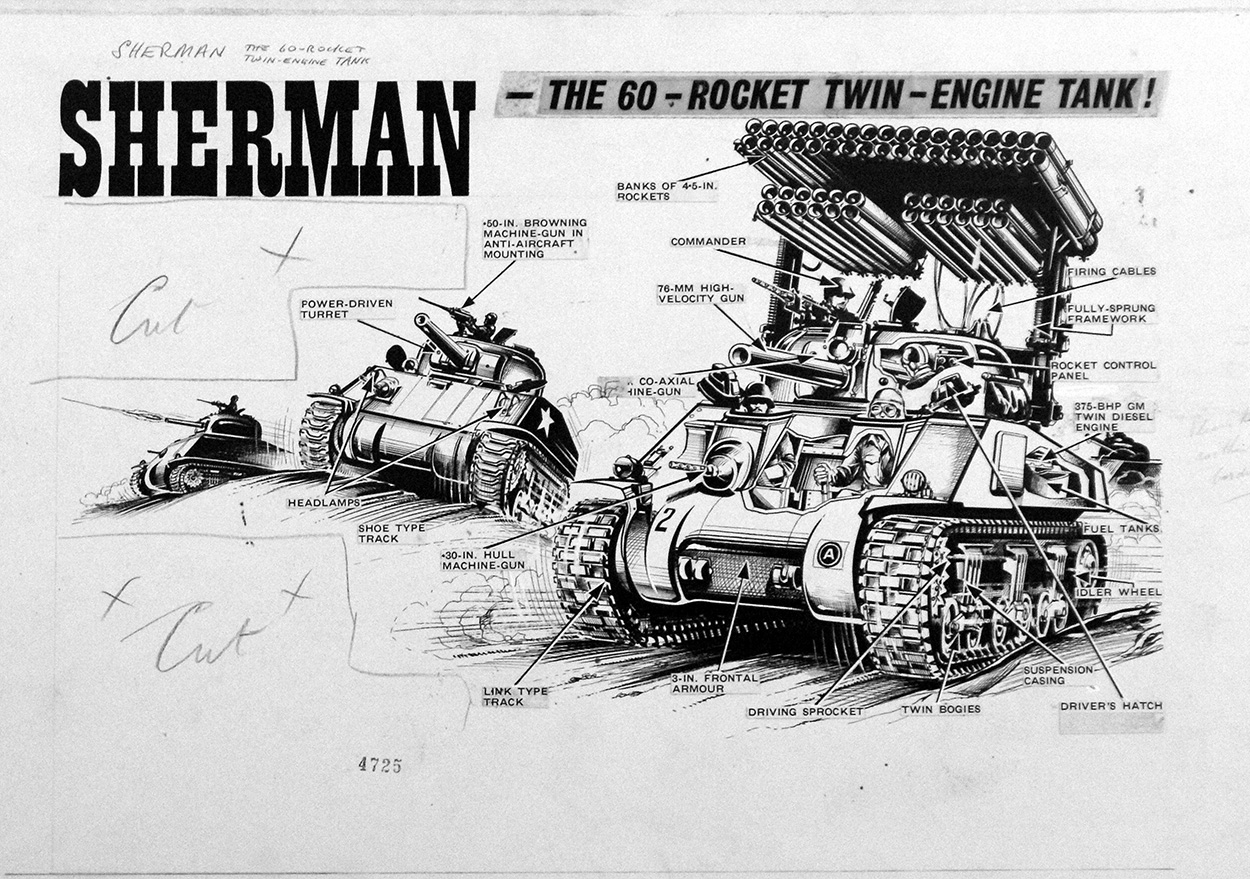 Sherman Tank (Original) art by Peter Sarson Art at The Illustration Art Gallery