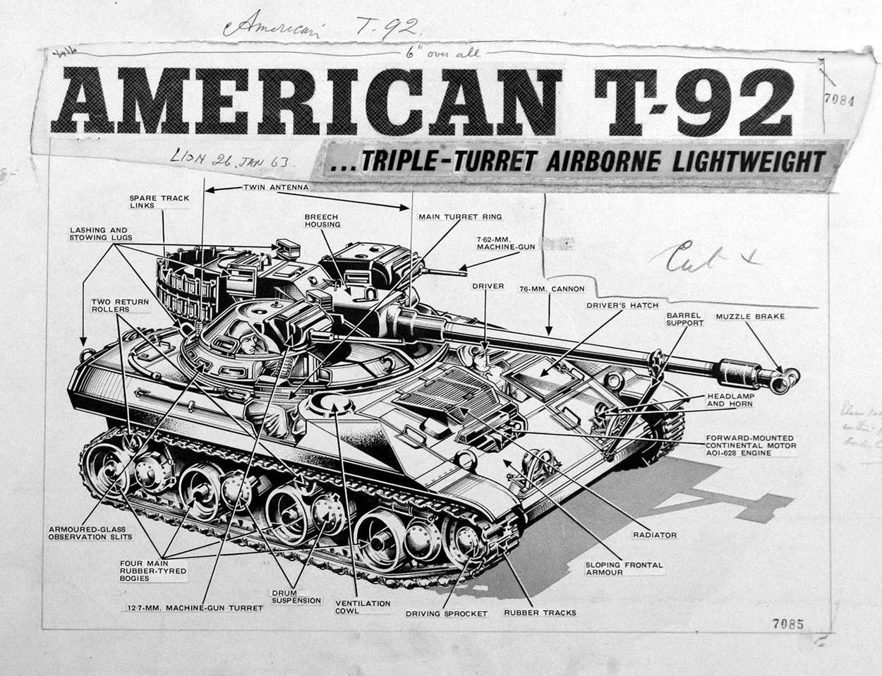 American T-92 Tank (Original) art by Peter Sarson Art at The Illustration Art Gallery