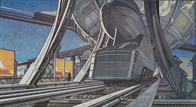 The Last Additional Train: Future Rail (Limited Edition Print) (Signed) by Francois Schuiten at The Illustration Art Gallery