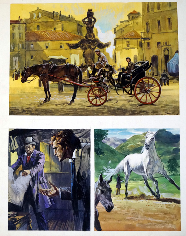 Horses and Carriage (Original) by Eustaquio Segrelles at The Illustration Art Gallery