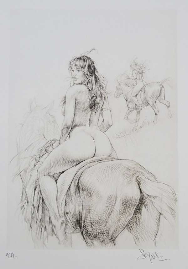 Indian on Horseback (Limited Edition Print) (Signed) by Paolo Serpieri at The Illustration Art Gallery