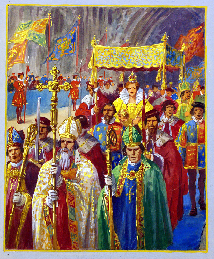 Coronation of Elizabeth I - Procession (Original) art by Ellis Silas Art at The Illustration Art Gallery
