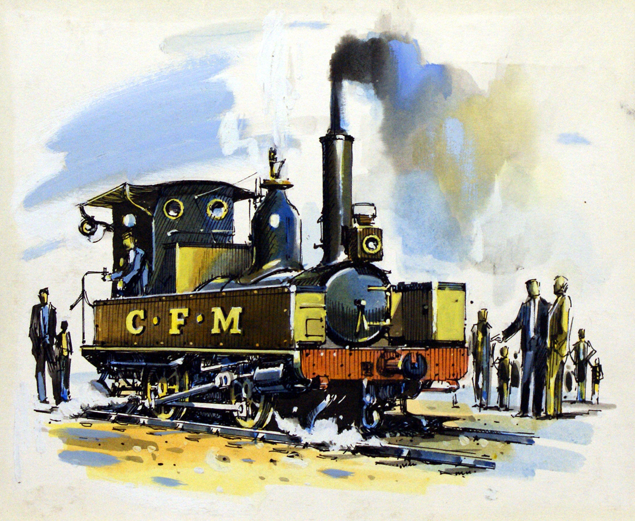Stoking up the Engine (Original) art by John S Smith Art at The Illustration Art Gallery