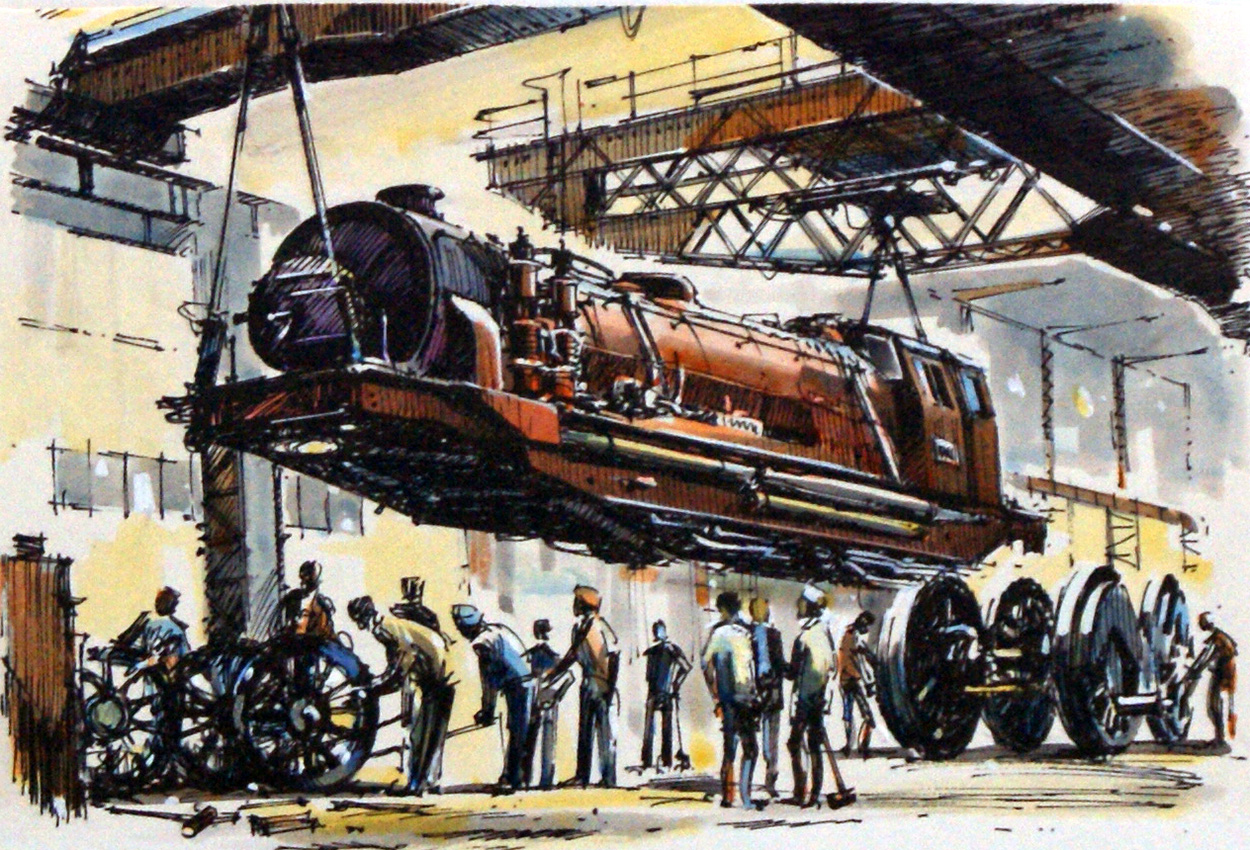 Steam Engine: Boiler Lifted Clear (Original) art by John S Smith Art at The Illustration Art Gallery