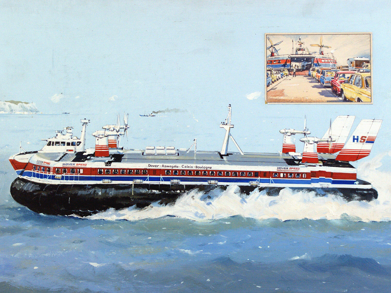 Hovercraft Cross Channel Ferry (Original) art by John S Smith Art at The Illustration Art Gallery