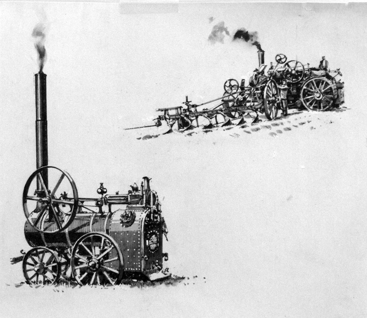 Traction Steam Engine (Original) art by John S Smith Art at The Illustration Art Gallery