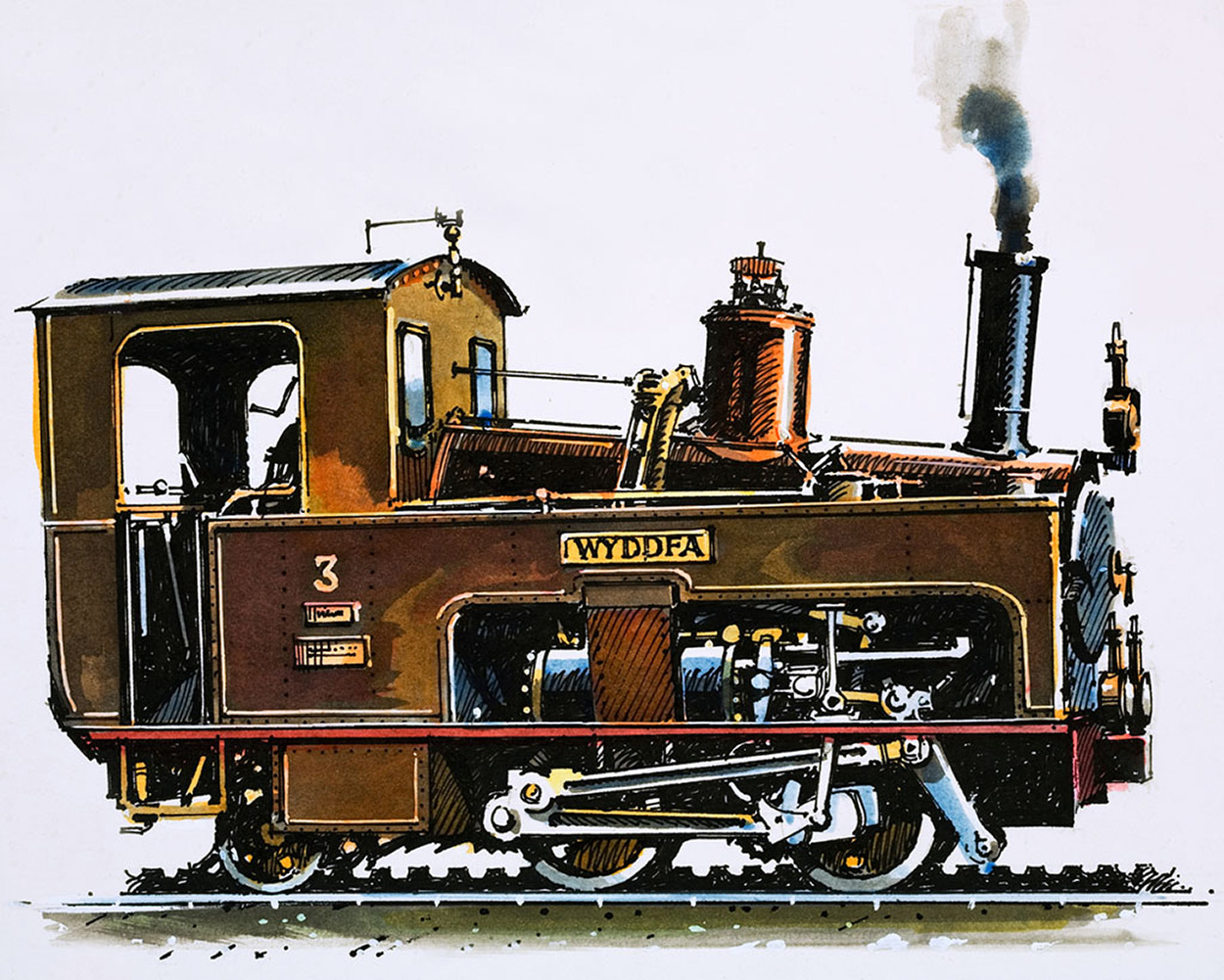 Locomotive of the Snowdon Mountain Railway (Original) art by John S Smith at The Illustration Art Gallery