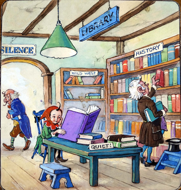 Norman Gnome: At The Library (Original) by Geoff Squire at The Illustration Art Gallery
