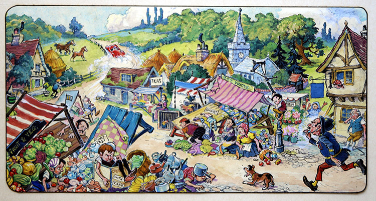 Norman Gnome - Market Day (Original) by Geoff Squire at The Illustration Art Gallery