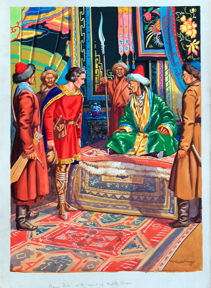 Marco Polo at the Court of Kubla Khan (Original) (Signed) art by F Stocks May Art at The Illustration Art Gallery