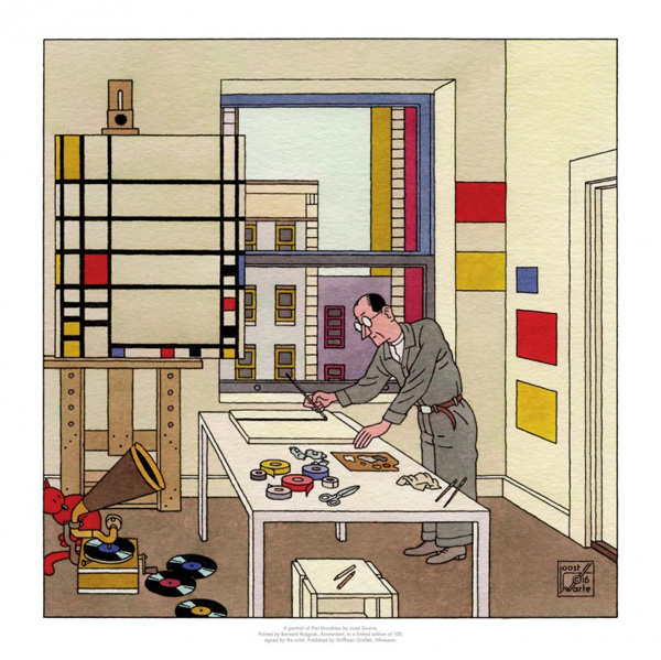 A Portrait of Piet Mondrian (Limited Edition Print) (Signed) by Joost Swarte at The Illustration Art Gallery