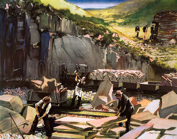 A Welsh Slate Quarry (Original Macmillan Poster) (Print) by Mac Tatchell at The Illustration Art Gallery