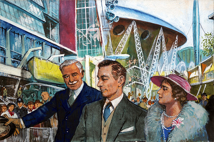 King George VI and the Festival of Britain (Original) by Clive Uptton Art at The Illustration Art Gallery