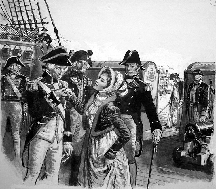 Lord Nelson and Lady Hamilton (Original) by Clive Uptton Art at The Illustration Art Gallery