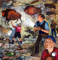 Discovery of the Lascaux Cave Paintings art by Clive Uptton