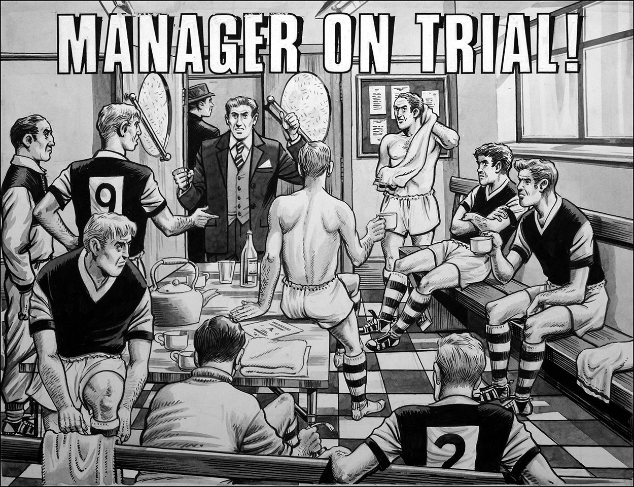 Manager On Trial - Football Story (TWO illustrations) (Originals) art by Bert Vandeput at The Illustration Art Gallery