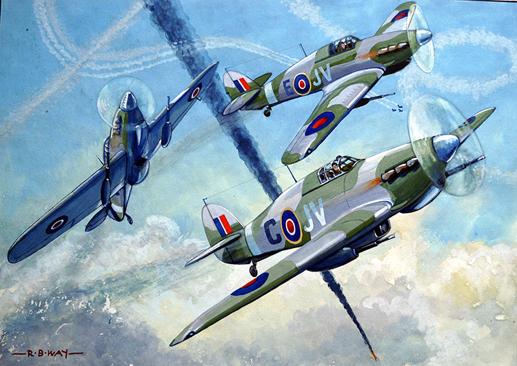 Aeroplanes - Tank Busting Hurricanes (Original) (Signed) by Robert Barnard Way Art at The Illustration Art Gallery