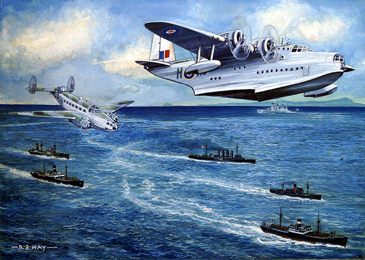 Aeroplanes - Flying Boats (Original) (Signed) by Robert Barnard Way Art at The Illustration Art Gallery