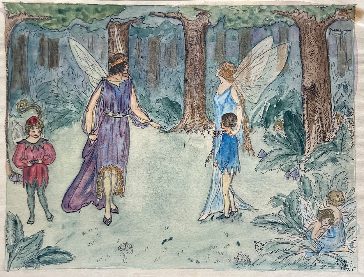 Art Nouveau Faeries in the Woods (Original) (Signed) art by Doris White Art at The Illustration Art Gallery