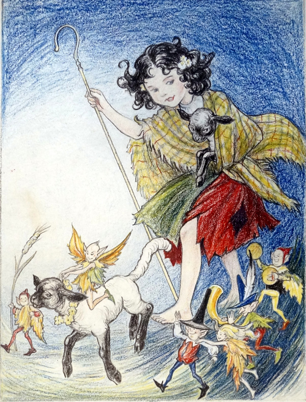 The Pixie Shepherdess (Original) by Doris White Art at The Illustration Art Gallery