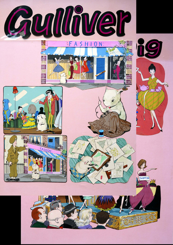 Gulliver Guinea Pig - The Fashion Designer (TWO pages) (Originals) by Fred White at The Illustration Art Gallery