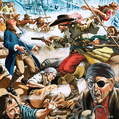 Pirates Boarding Party! (Original) (Signed) by Michael White at The Illustration Art Gallery