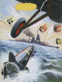 Air Ace Picture Library Cover #256  'Torpedo Away' art by Alan Willow