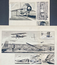 Aviation Artworks (TWO boards) (Originals) (Signed)