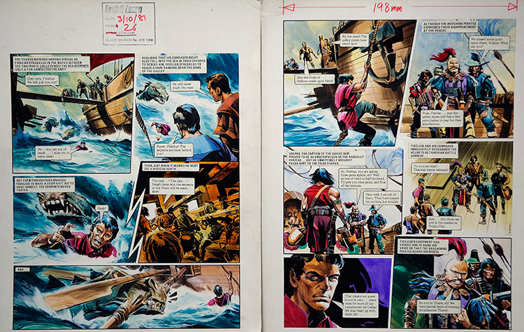 Viscious Sea Serpents from 'The Tharvs' (TWO pages) (Originals) (Signed) by The Trigan Empire (Gerry Wood) at The Illustration Art Gallery