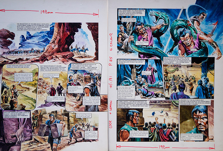 The Serpent of Death from 'War of The Zolts' (TWO pages) (Originals) (Signed) by The Trigan Empire (Gerry Wood) at The Illustration Art Gallery