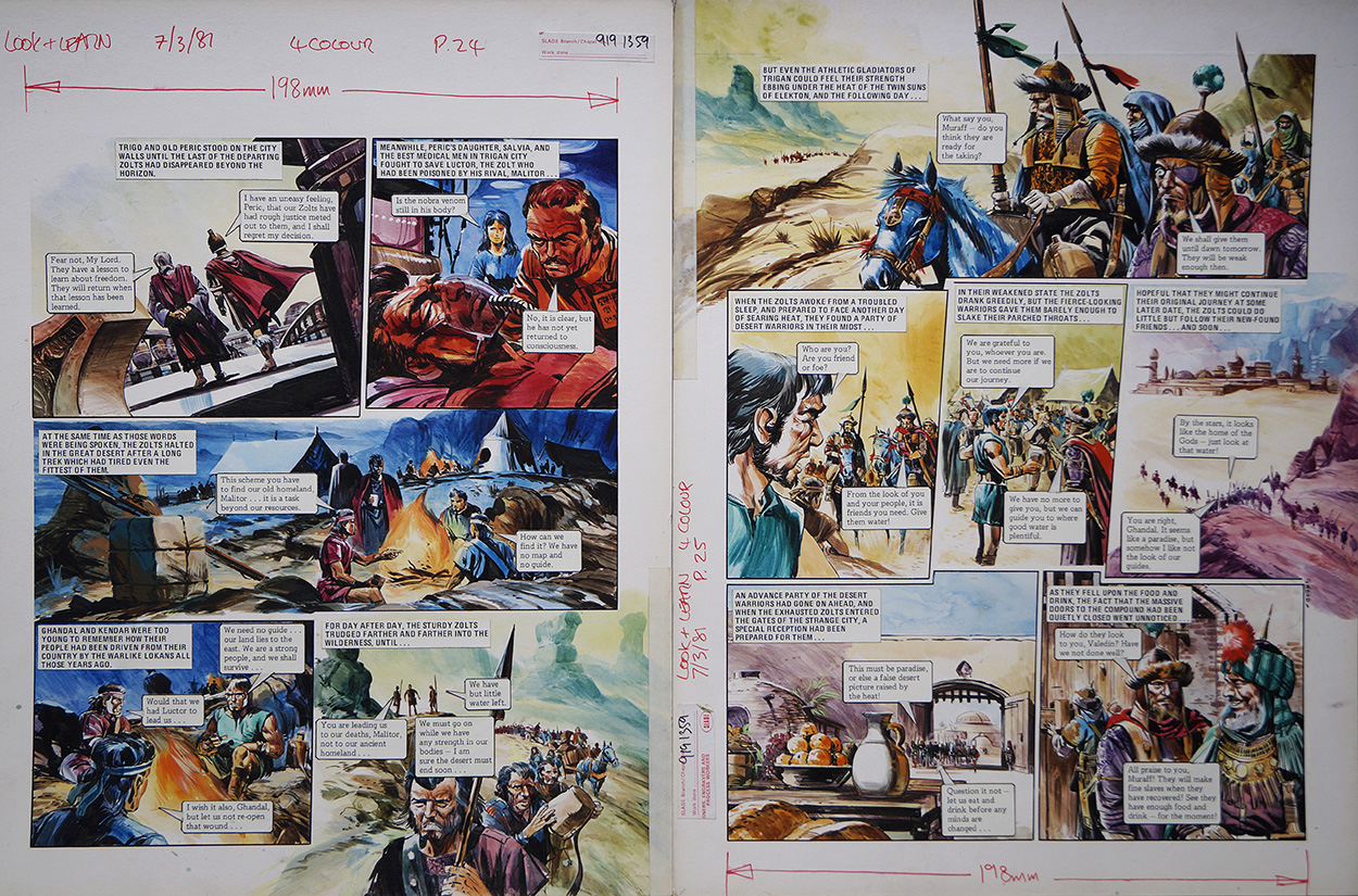 The Walk of Death from 'The War of The Zolts' (TWO pages) (Originals) (Signed) art by The Trigan Empire (Gerry Wood) at The Illustration Art Gallery