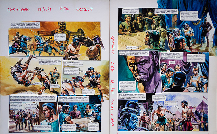 The Challenge from 'The War of The Zolts' (TWO pages) (Originals) (Signed) by The Trigan Empire (Gerry Wood) at The Illustration Art Gallery