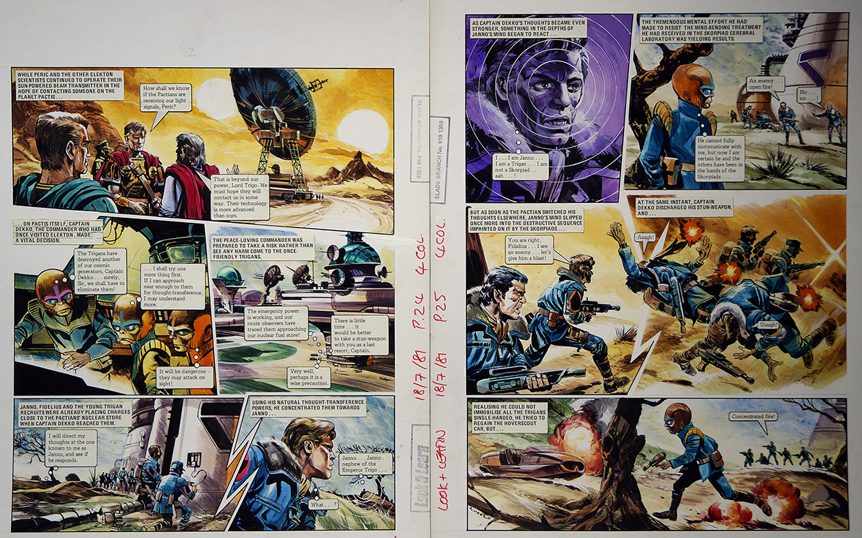 Destructive Sequence from 'Return of The Skorpiads' (TWO pages) (Originals) (Signed) art by The Trigan Empire (Gerry Wood) at The Illustration Art Gallery