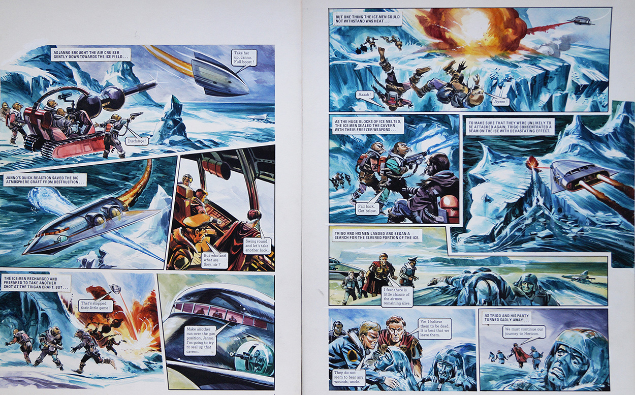 The Frozen Airmen from 'The Hericon/Nivatian Conflict' (TWO pages) (Originals) art by The Trigan Empire (Gerry Wood) at The Illustration Art Gallery