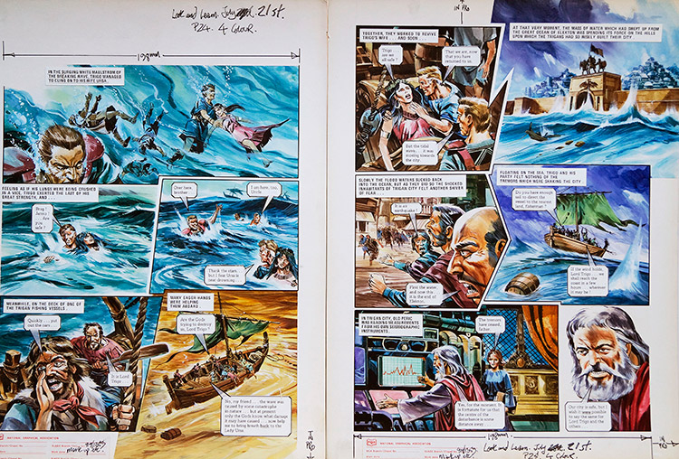 Close to Drowning from 'The Hericon/ivatian Conflict' (TWO pages) (Originals) by The Trigan Empire (Gerry Wood) at The Illustration Art Gallery