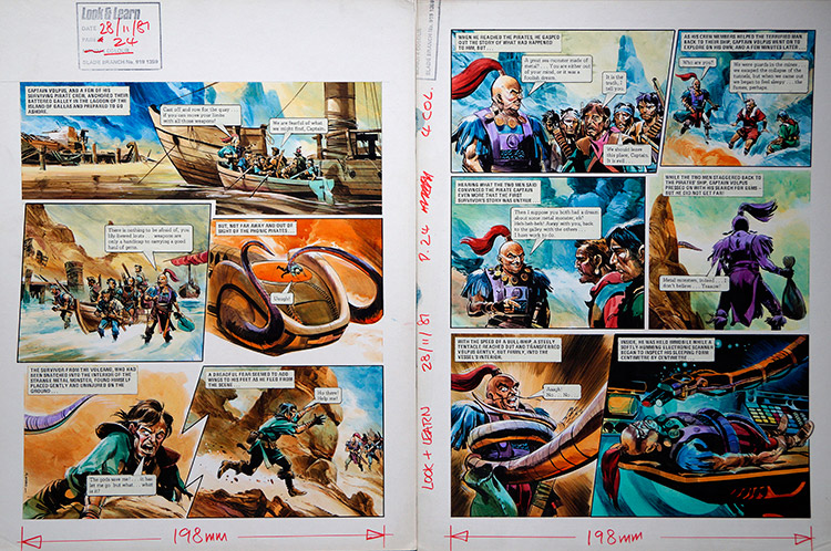 Tentacle Abduction from 'The Metal Monster' (TWO pages) (Originals) (Signed) by The Trigan Empire (Gerry Wood) at The Illustration Art Gallery