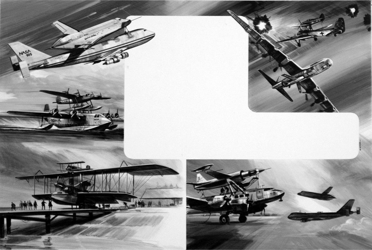 Planes that are Taken for a Piggy-back Ride (Original) (Signed) art by Gerry Wood Art at The Illustration Art Gallery