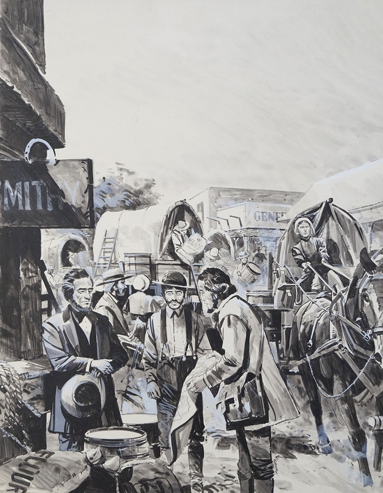 Mormons on the Trail West (Original) (Signed) art by Gerry Wood Art at The Illustration Art Gallery