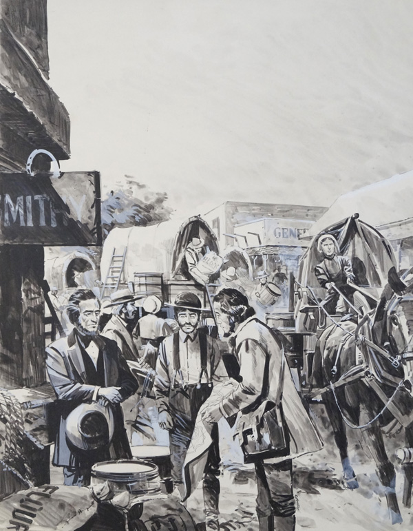 Mormons on the Trail West (Original) (Signed) by Gerry Wood at The Illustration Art Gallery