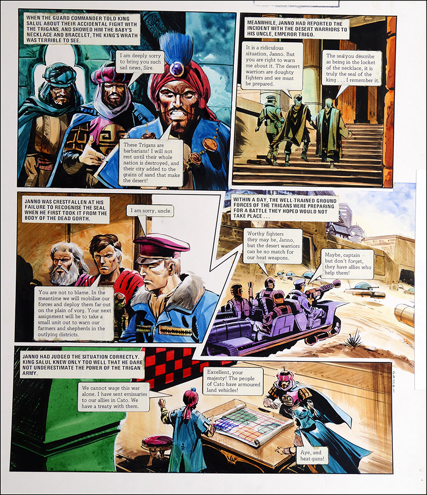 Trigan Empire: Mercy Mission (3 April 1982) (TWO pages) (Originals) art by The Trigan Empire (Gerry Wood) at The Illustration Art Gallery