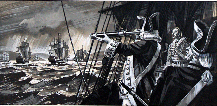 Admiral Byng in Minorca (Original) by Gerry Wood Art at The Illustration Art Gallery