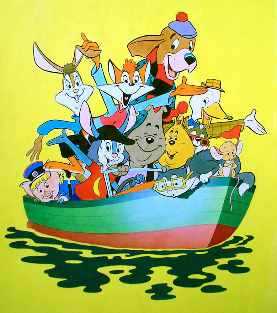 Animals in a Boat (Original) art by Peter Woolcock Art at The Illustration Art Gallery