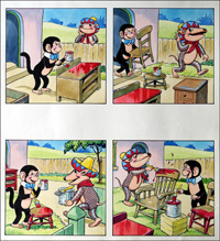 Alfie & Mango - The Wet Paint Gag (TWO pages) art by Peter Woolcock