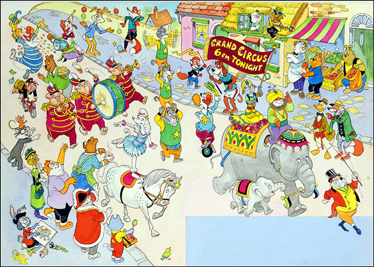 Circus On Parade (Original) by Peter Woolcock at The Illustration Art Gallery