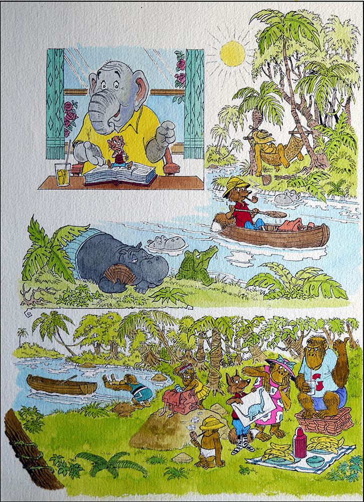 MeanwhileBack In The Jungle  (FOUR pages) (Originals) art by Peter Woolcock Art at The Illustration Art Gallery