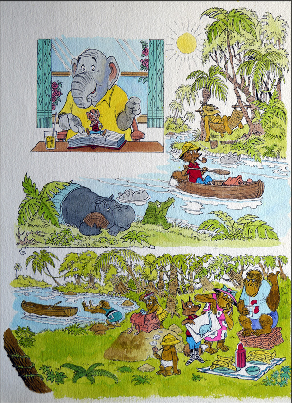 Meanwhile…Back In The Jungle  (FOUR pages) (Originals) by Peter Woolcock Art at The Illustration Art Gallery