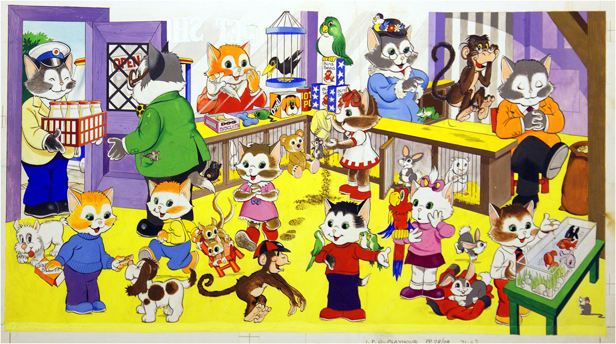 Pet Shop Frolics (TWO pages) (Originals) art by Peter Woolcock Art at The Illustration Art Gallery