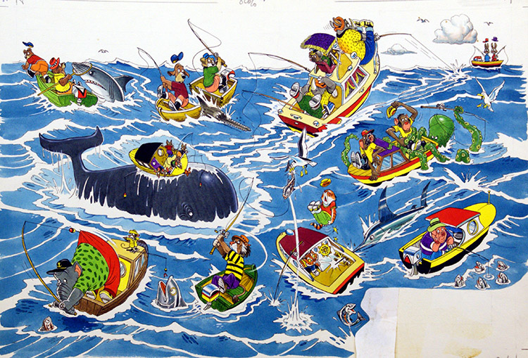Aquatic Avengers (Original) by Peter Woolcock Art at The Illustration Art Gallery